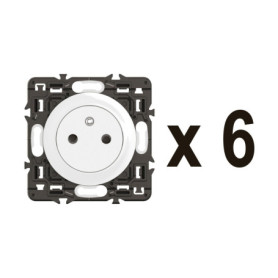 Prise Électrique Murale Céliane Legrand - Lot de 6 avec Socle Rétractable - Blanc