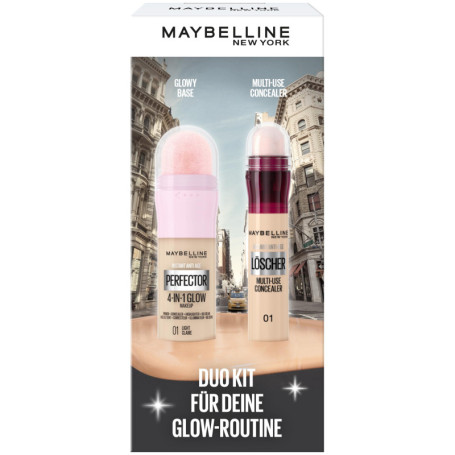 Coffret Maybelline 4 en 1 : Fond de Teint et Correcteur Éclat N°01 Light
