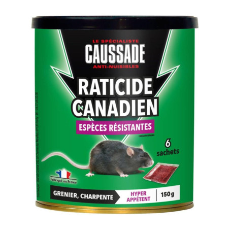 Raticide Canadien - Boîte de 150g pour Rats Résistants
