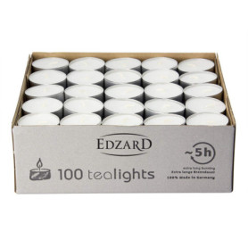 Lot de 100 Bougies Chauffe-Plat Blanches EDZARD - Inodores et Écologiques