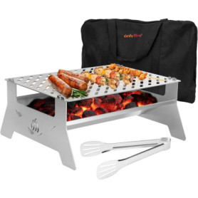 Barbecue Portable en Acier Inoxydable 35.6 x 31 cm pour Camping