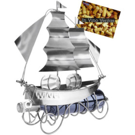 Porte-bouteille de vin en métal Voilier - Décoration originale BRUBAKER