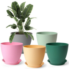 Lot de 5 Pots de Fleurs d'Extérieur Winter Shore - Grande Taille avec Drainage