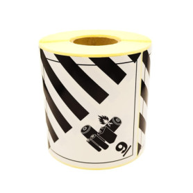 500 Étiquettes de Marchandises Dangereuses Classe 9 - Batteries Lithium 100x100 mm