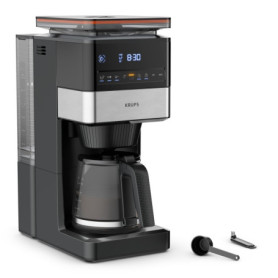 Cafetière Krups Grind Aroma XL avec Broyeur Amovible - 1,5L, Panneau Numérique, Noir/Acier