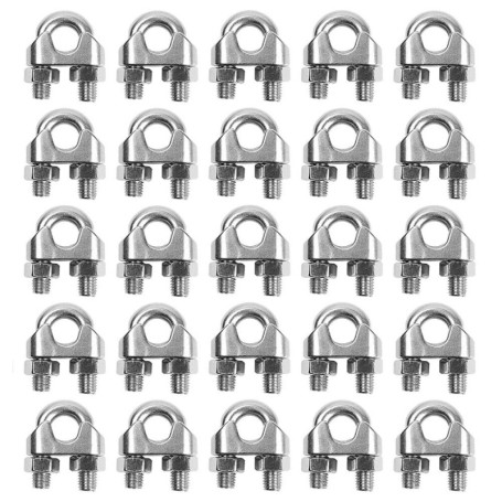 Clips en U pour Câbles Métalliques - 20 Pièces en Acier Inoxydable