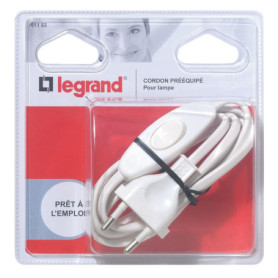 Cordon d'alimentation avec interrupteur Legrand - 1,50m blanc pour lampe