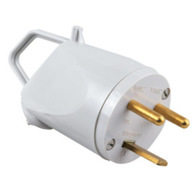 Fiche de puissance mâle Legrand 20A avec terre - 2 broches grise