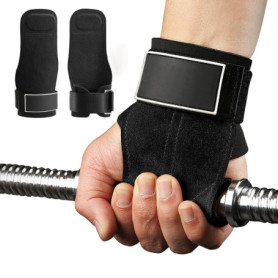 Sangles de Tirage Musculation en Cuir avec Rembourrage Confortable