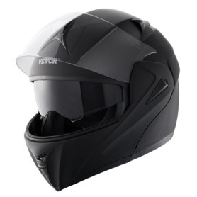 Casque de Moto VEVOR Noir avec Lentille Pare-Soleil Interchangeable