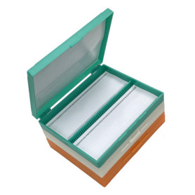 Lot de 3 boîtes de rangement en plastique pour lames de microscope - Couleurs assorties