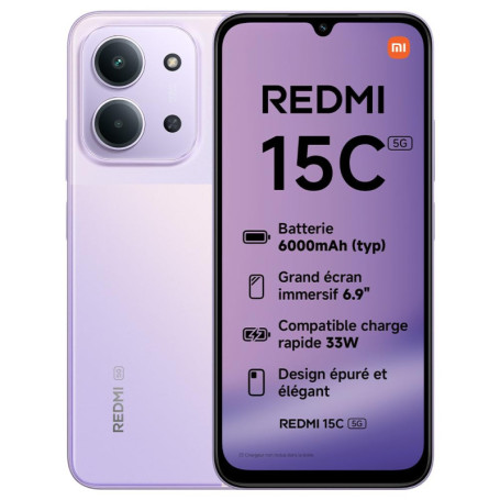 Xiaomi Redmi 15C 5G - Smartphone 4+256 Go, Écran 6,9" 120 Hz, Double Caméra 50 MP