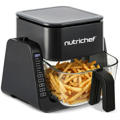 Friteuse à Air NutriChef 1500W avec Gril Électrique 4L - Cuisine Saine et Polyvalente
