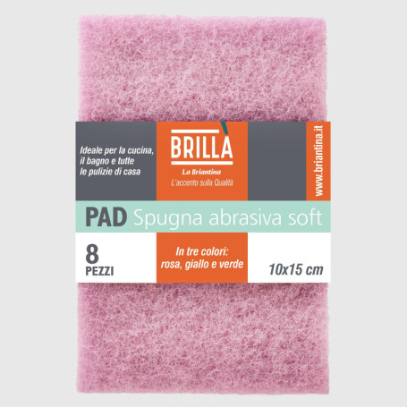 Lot de 8 Tampons Abrasifs Doux La Briantina - Nettoyage Multi-Surfaces 10x15 cm