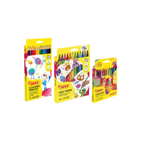 Pack Scolaire Complet Jovi - 36 Unités de Crayons, Feutres et Cires