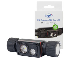 Lampe Frontale PNI Adventure F80 - 1000 Lumens, Rechargeable, Étanche IP68