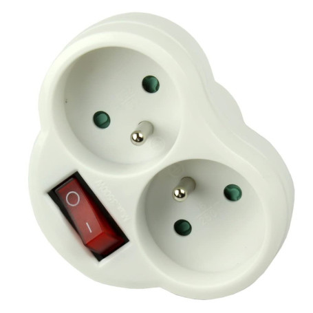 Adaptateur Ronde PremiumCord avec Interrupteur 250V - Blanc