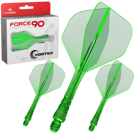 Mission Darts | Force 90 Vortex | Fléchettes moulées avec précision intégrées et système d'arbre | Plusieurs styles | Plusieurs 