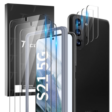 Pack de Protection TOCOL pour Samsung Galaxy S21 - 6 Pièces Verre Trempé et Vitre Caméra
