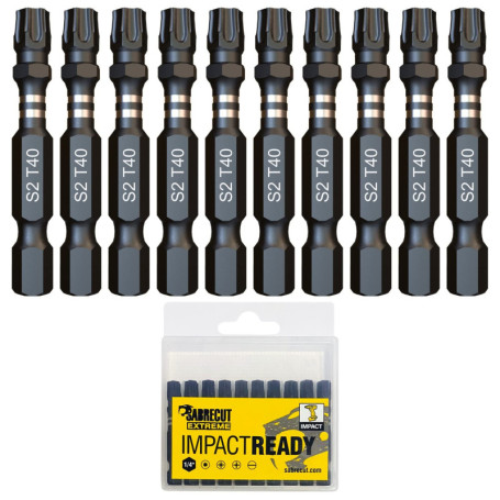 Jeu d'embouts de tournevis à percussion SabreCut TX40 - 10 pièces avec boîte de rangement