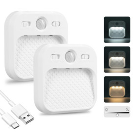 Veilleuse Rechargeable avec Détecteur de Mouvement - 2 Pack Dimmable et Magnétique