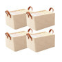 Ensemble de 4 paniers de rangement pliables en tissu beige