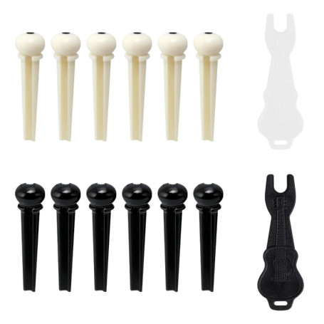 Kit de 12 Chevilles de Chevalet pour Guitares Acoustiques avec Extracteurs
