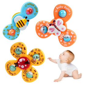 Lot de 3 Jouets Tournants à Ventouse pour Bébé - Stimulez la Coordination
