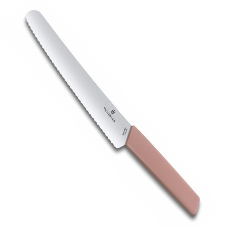 Couteau à Pain Victorinox Swiss Modern - Lame Ondulée 22 cm Abricot-Rose