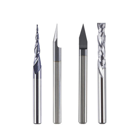 Lot de 4 Fraises en Carbure 1/8" pour Défonceuse - Gravure Bois et Rainurage