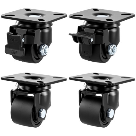 Roulette Charge Lourde QWORK 50mm avec Freins - Lot de 4 pour Meubles et Transport