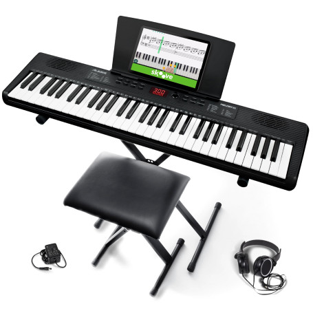 Alesis Melody 61 Piano Numérique 61 Touches pour Débutants avec Haut-Parleurs, Support, Banc, Casque, Pupitre, 300 Sons et des L