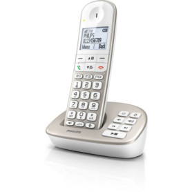Philips XL4951S Téléphone Fixe Sans Fil avec Répondeur - Idéal pour Seniors - Blanc