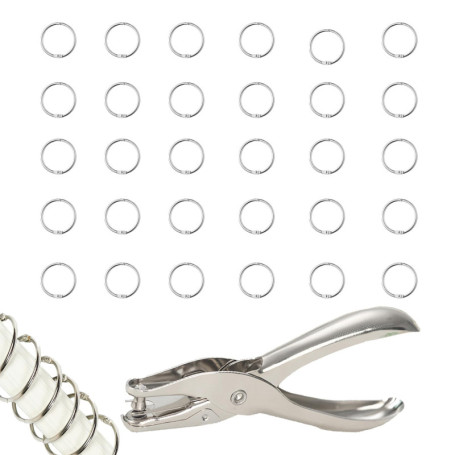 Set de 30 Anneaux de Reliure Métalliques Dryxog pour Classeur et Scrapbooking
