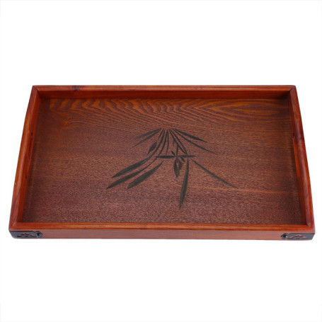 Plateau de Service en Bois Massif avec Poignée - Idéal pour Petit Déjeuner et Thé