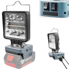 Lampe de travail sans fil Behogan pour Bosch 18 V avec ports USB
