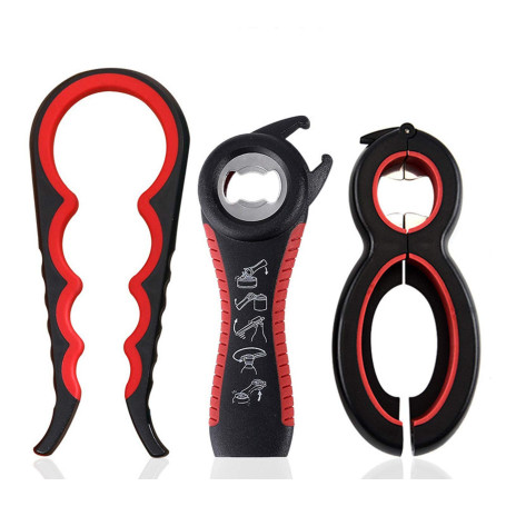 Ouvre-bouteille,ouvre-bocal 3 pièces,ouvre-boîte multifonction 4 en 1 et 5 en 1 et 6 en 1, ouvre-boîte multifonction pour les en