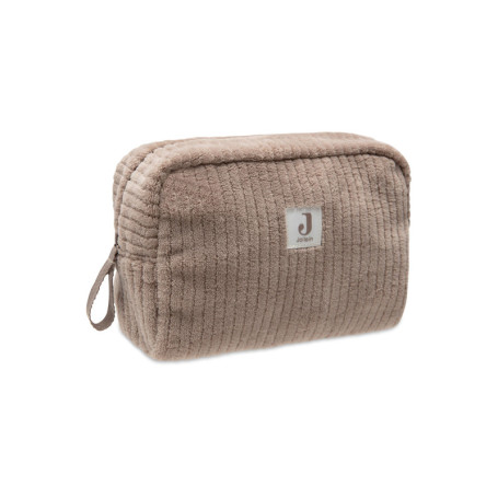 Trousse Bébé Jollein Cloudy Rib - Pochette Pratique en Milky Coffee
