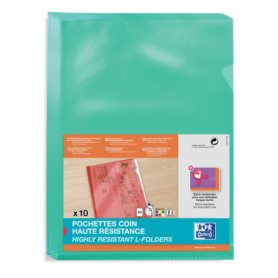 Lot de 10 Pochettes-Coin A4 en PVC Vert - Elba