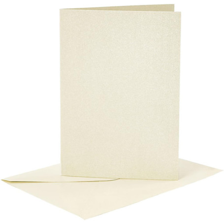 Ensemble de Cartes et Enveloppes Nacrées - Blanc Cassé