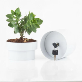 Coffre-Fort Secret Pot de Fleurs Relaxdays - Cachette pour Argent et Bijoux, Blanc
