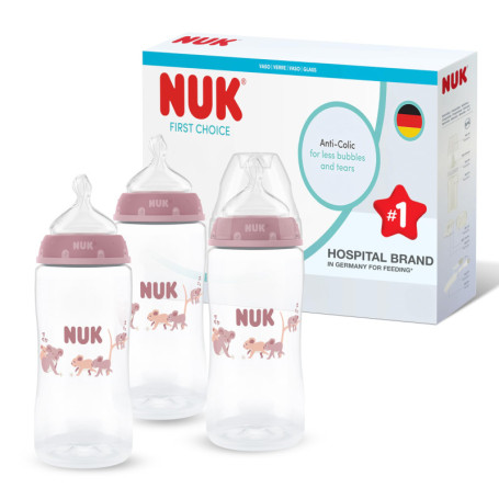 Biberons NUK First Choice Koala - Lot de 3, 300 ml, Anti-colique