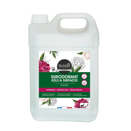 Boldair Surodorant Pivoine Rose - Détergent 3-en-1 pour Sols et Surfaces - 5L