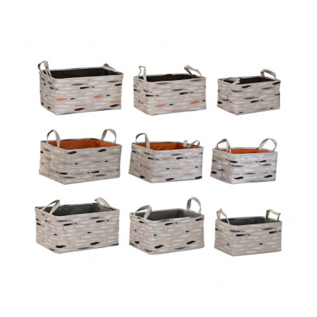 Set de basket DKD Home Decor Marron Gris Orange Polyester (40 x 30 x 20 cm) (3 U 129,99 €