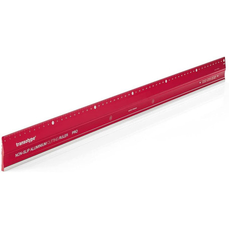 Règle de Coupe PRO en Aluminium Rouge 60 cm - Antidérapante et Robuste