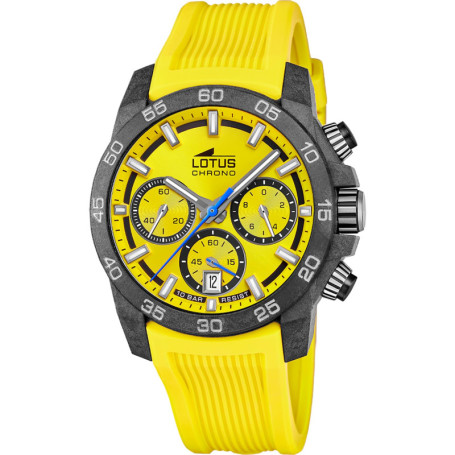 Montre Chronographe Homme Lotus Jaune en Caoutchouc - Étanche 10 ATM
