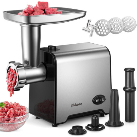 Hachoir à viande électrique Yabano 3 en 1 en acier inoxydable avec accessoires