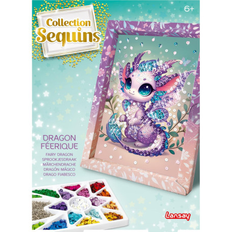 Lansay Dragon Féérique - Coffret Créatif à Décorer avec Sequins pour Enfants