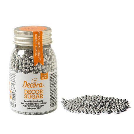 Perles en Sucre Argent Biologique - Décoration Gourmande 100g