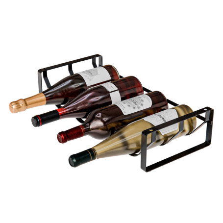 Casier à Bouteilles Amig pour 4 Bouteilles - Étagère en Acier Noir